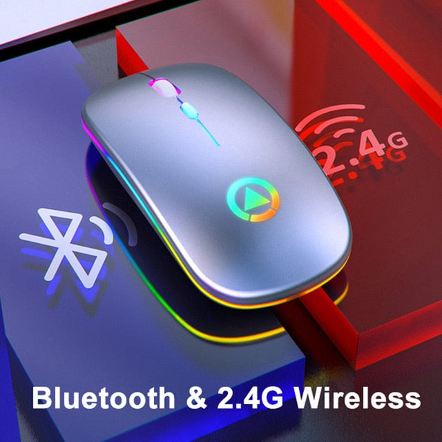 Bluetooth Mouse Silent Mause Rechargeable 2.4G Wireless Mouse Ergonomic RGB